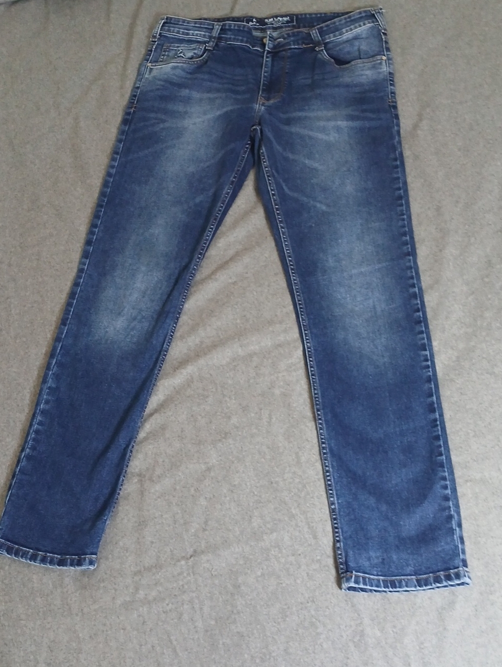 Parx Men's Slim Straight stretch Jeans in Washed Blue 36x33